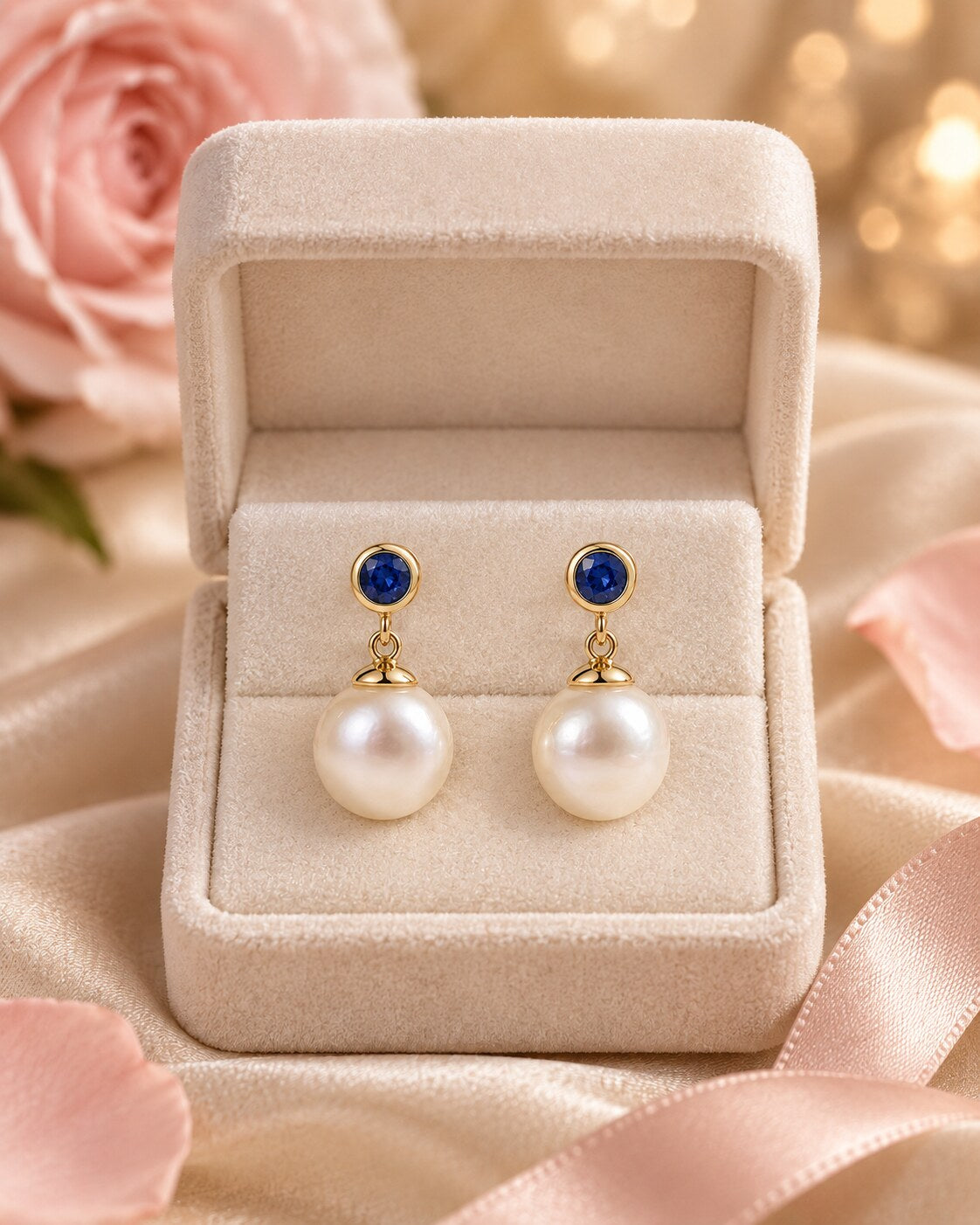 Always Pearl & Sapphire Earrings