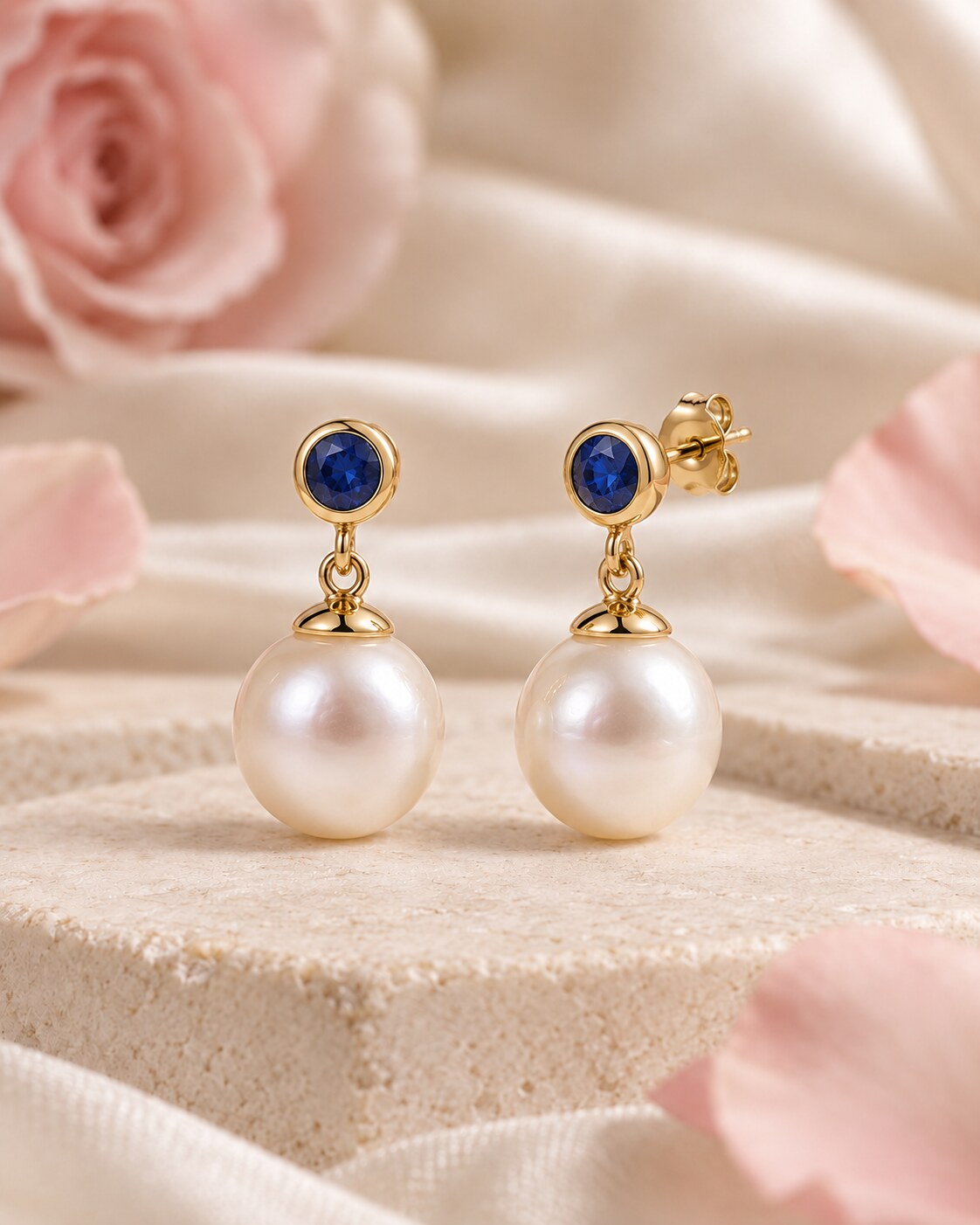 Always Pearl & Sapphire Earrings