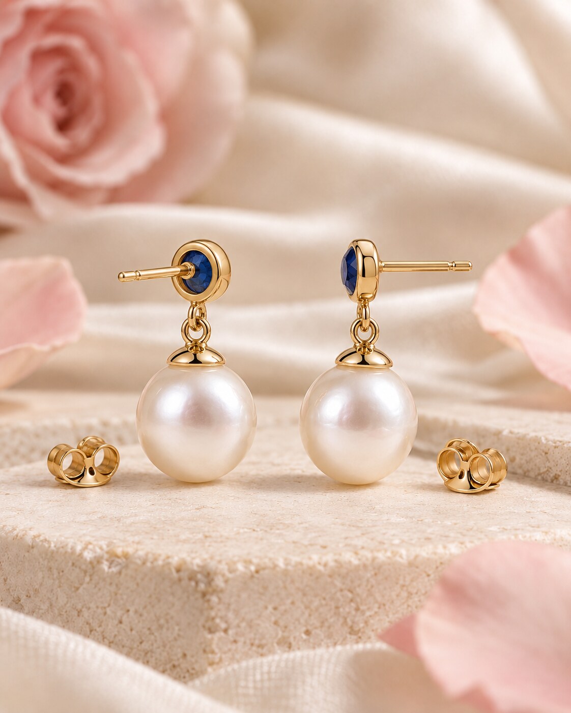 Always Pearl & Sapphire Earrings