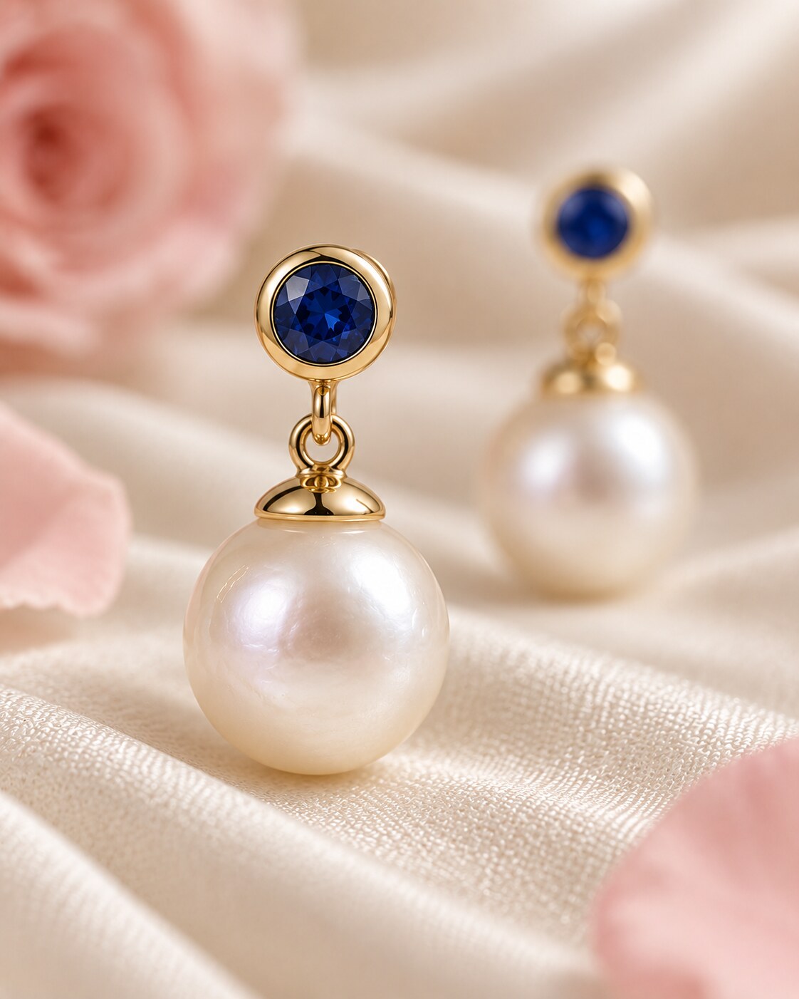 Always Pearl & Sapphire Earrings
